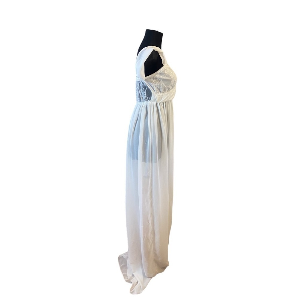 Beautiful Long Sheer Lace Dress Large - Picture 9 of 16